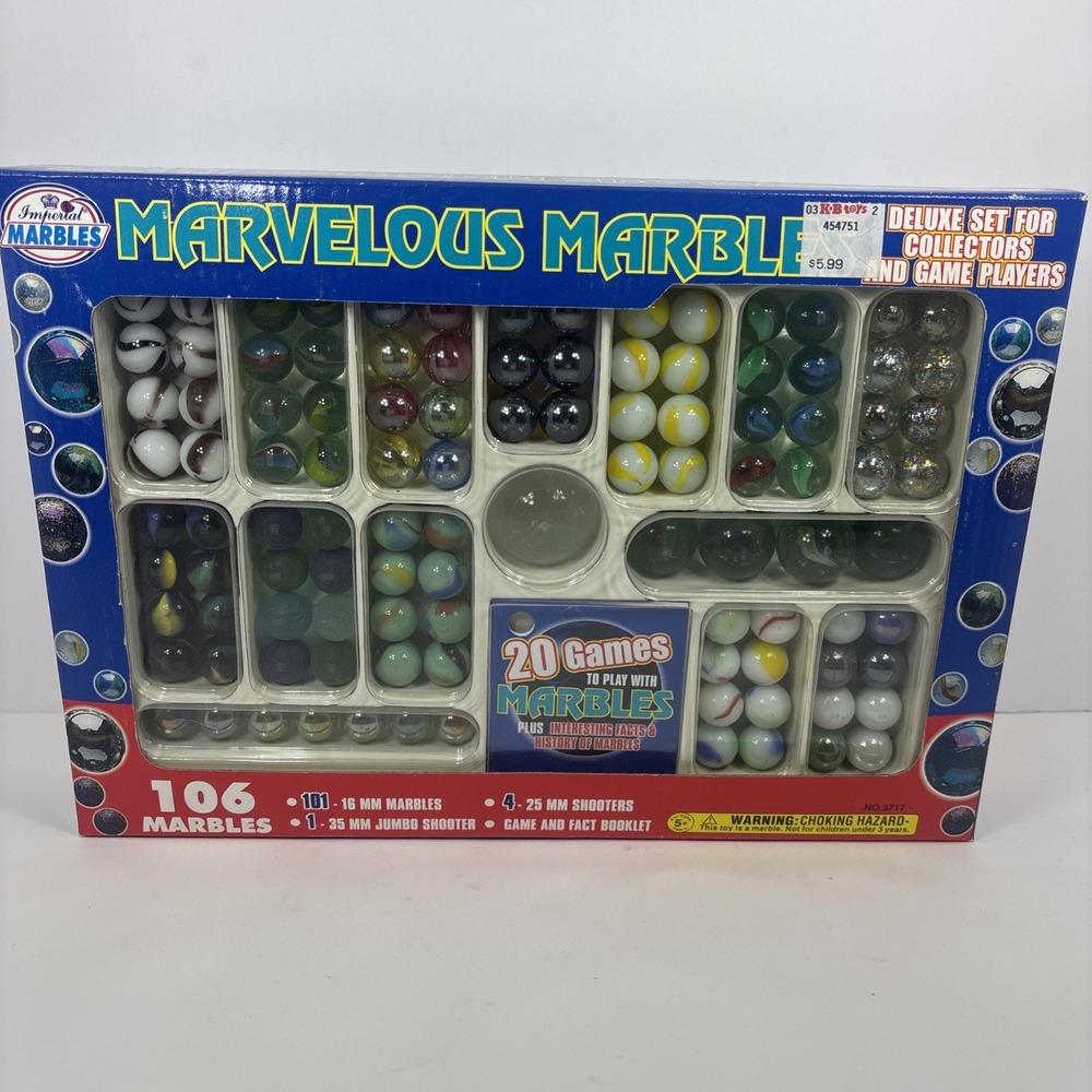 1997 Imperial Marvelous Deluxe 106 Marbles Set 3717 KB Toys Vintage Glass